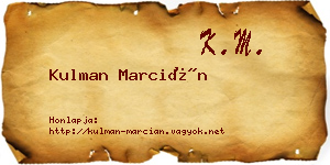 Kulman Marcián névjegykártya